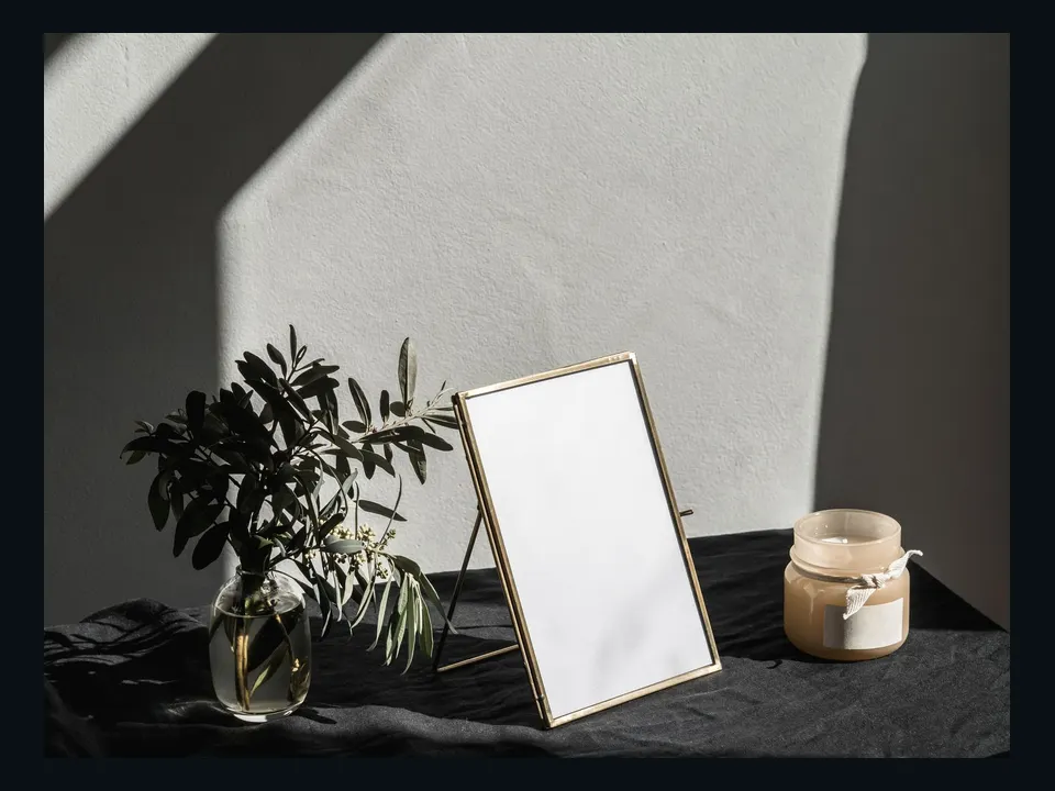 Referência visual de um porta-retrato com detalhes personalizados